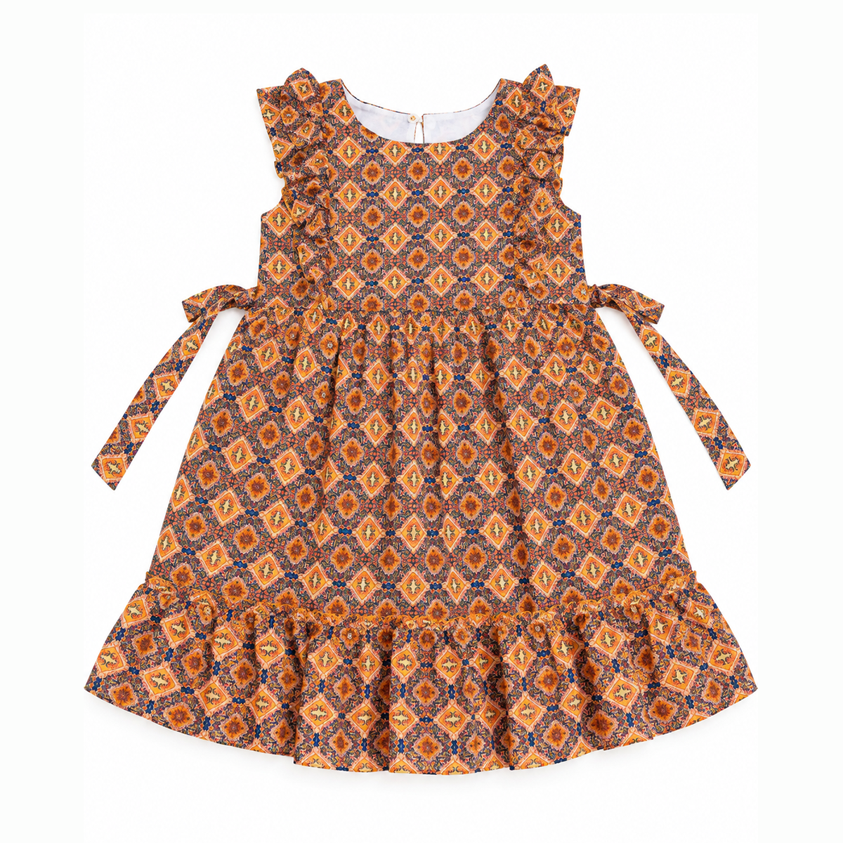 Ethnic Elegance Printed Ruffle Girls Frock
