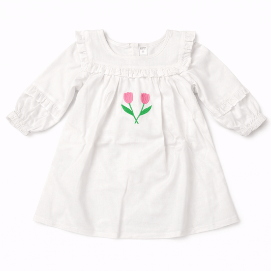 Girls Kids Shirt backzip slv ruffal (Tulip)