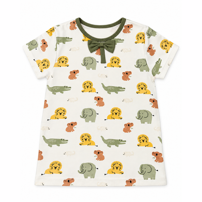 Jungle Safari Bow-Detail Girls Top