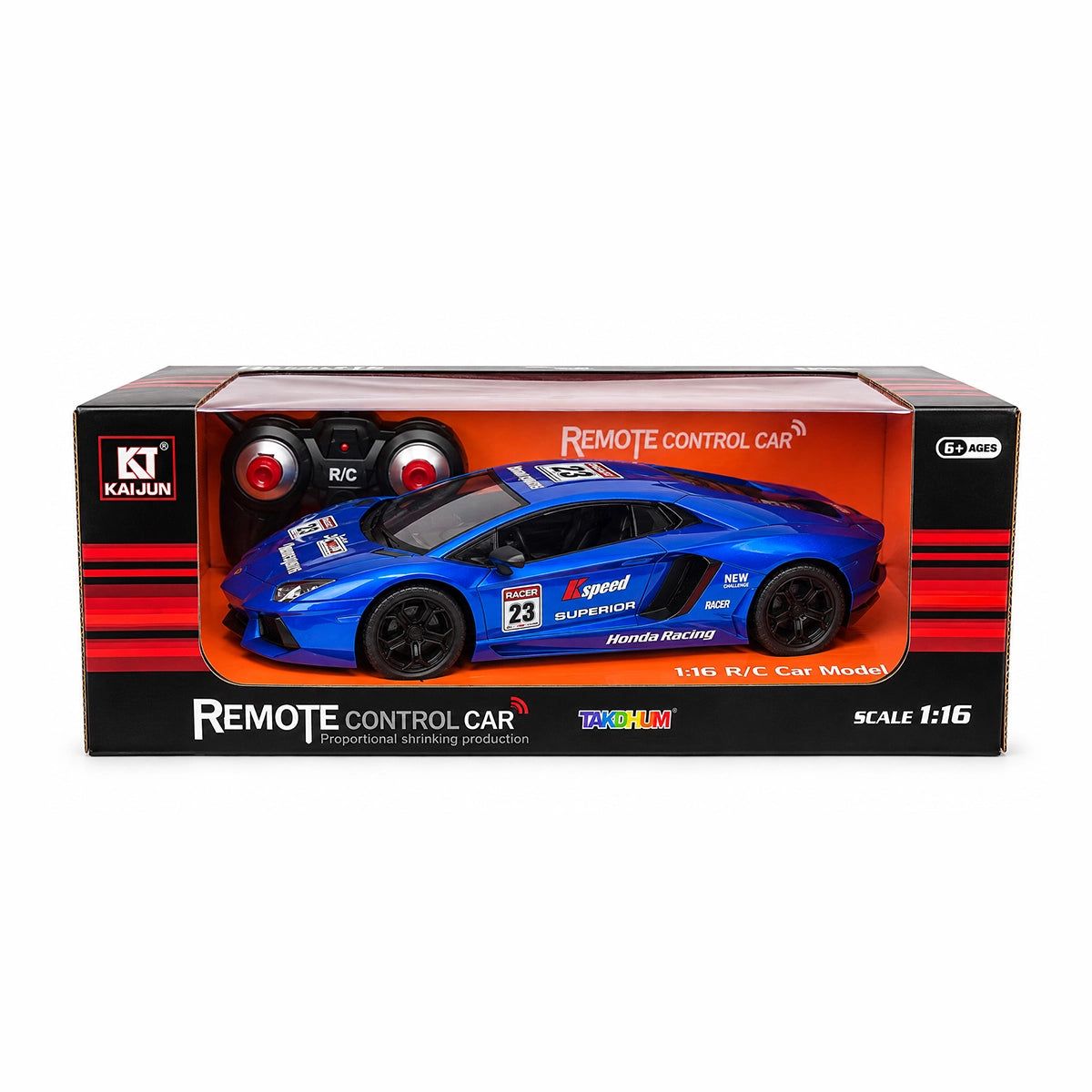 Toy Kingdom 1:16 Scale Racing Bonzer Remote Control Car led Rechargeable Battery RC Car Series with Charger for Kids