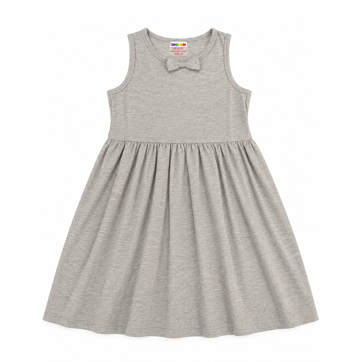 Twirl & Charm Grey Bow-Accent Girls Frock