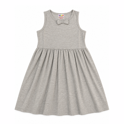 Twirl & Charm Grey Bow-Accent Girls Frock
