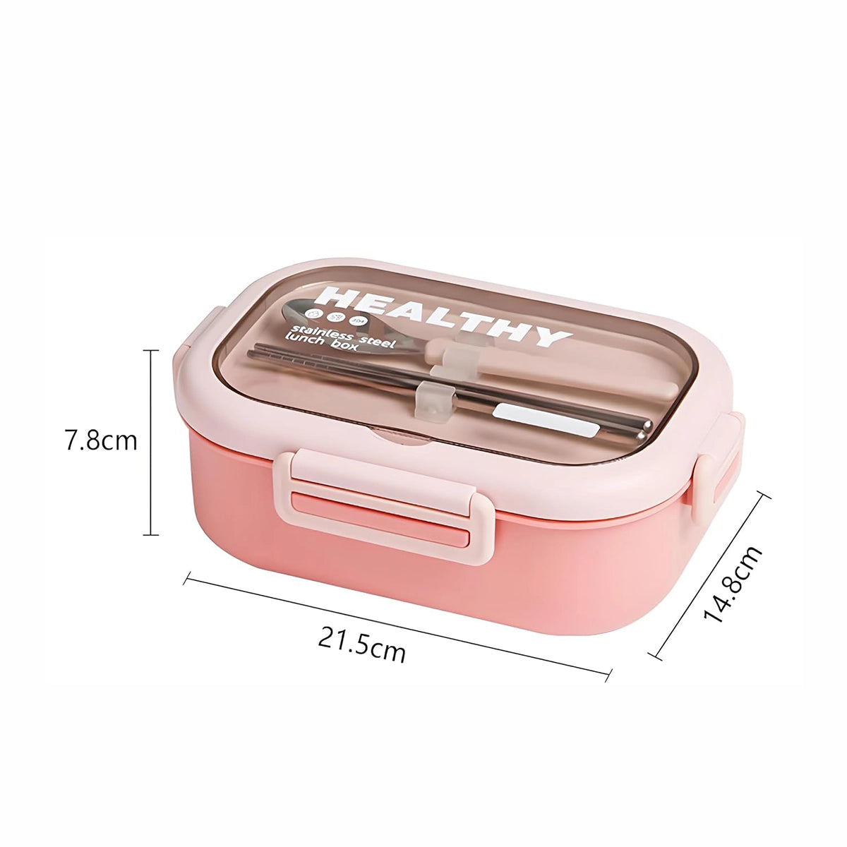 Tedemei Stainless Steel 2 Compartment Leak Proof Lunch Box with 1 Spoon and 2 sticks