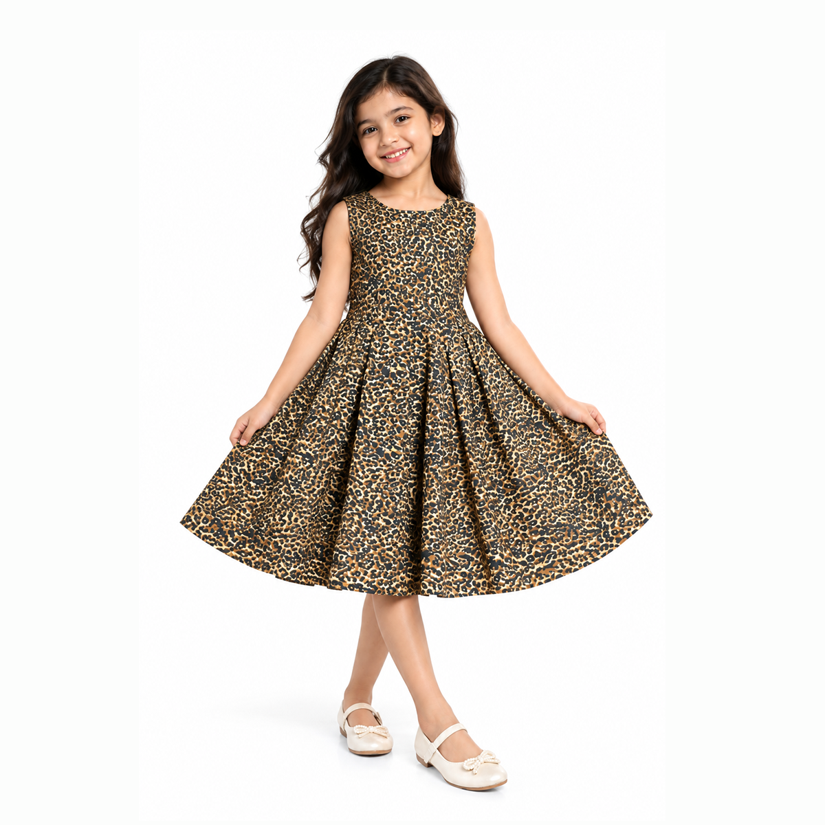 Roar & Twirl Leopard Print Girls Frock