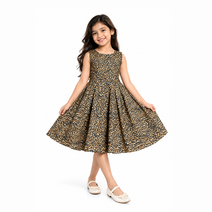 Roar & Twirl Leopard Print Girls Frock