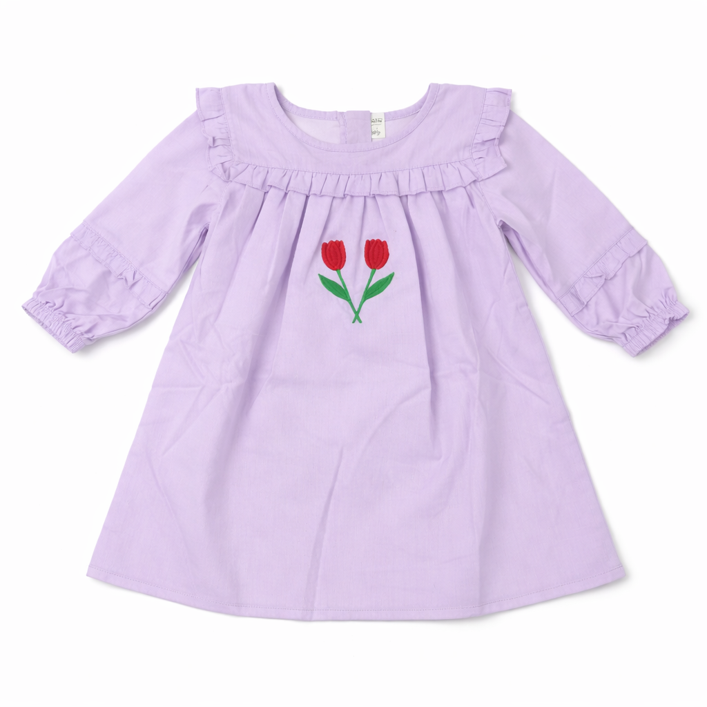 Girls Kids Shirt backzip slv ruffal (Tulip)