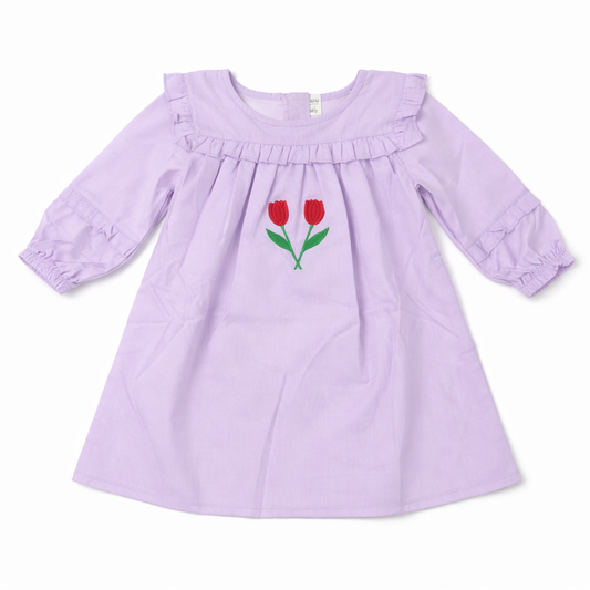 Girls Kids Shirt backzip slv ruffal (Tulip)