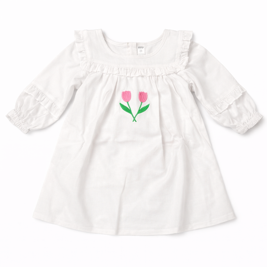 Girls Kids Shirt backzip slv ruffal (Tulip)