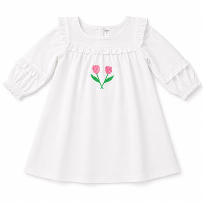 Girls Kids Shirt back zip with ruffles (Tulip)