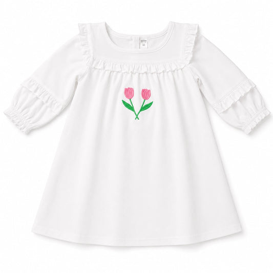 Girls Kids Shirt back zip with ruffles (Tulip)