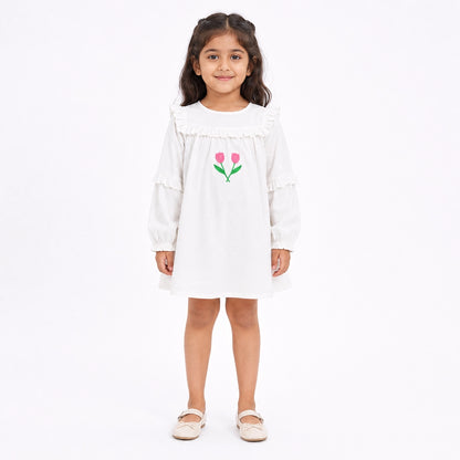 Girls Kids Shirt back zip with ruffles (Tulip)