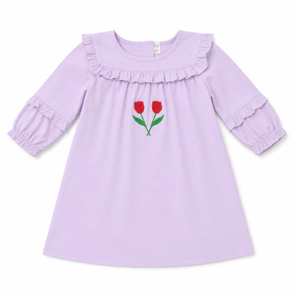 Girls Kids Shirt back zip with ruffles (Tulip)