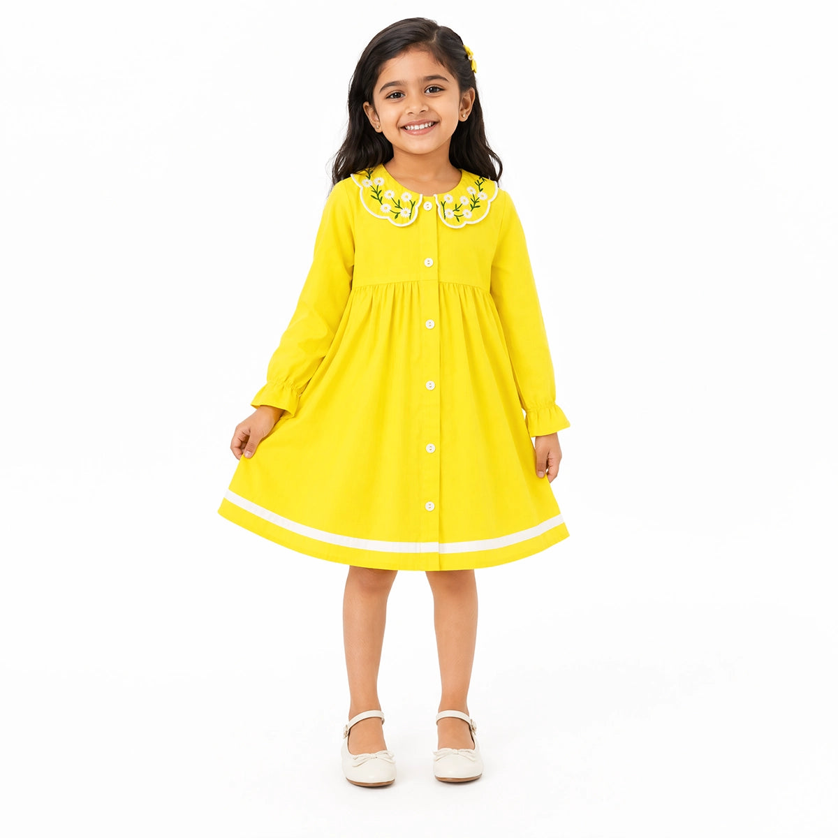 Girls Kids full Slv Shirt (Collar embroidery)
