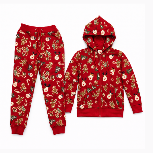 Hoodie & Pyjama Set (Red-Cookies-8/9)