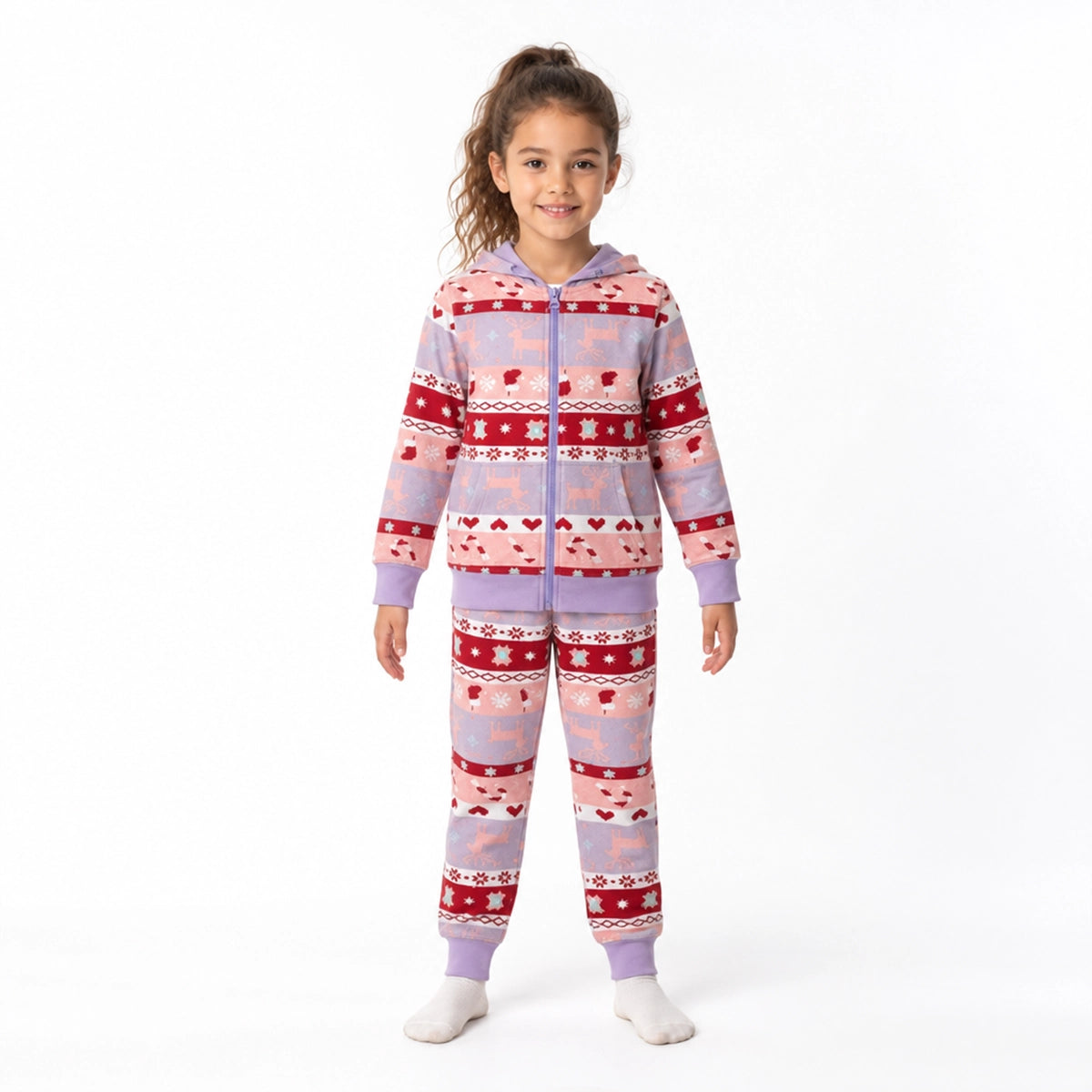 Hoodie And Sweatpants Set (Lavender-Christmas-6/7)