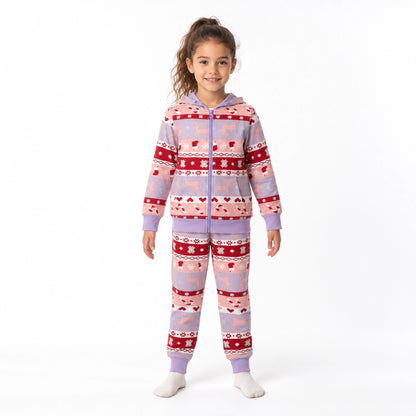 Hoodie And Sweatpants Set (Lavender-Christmas-6/7)