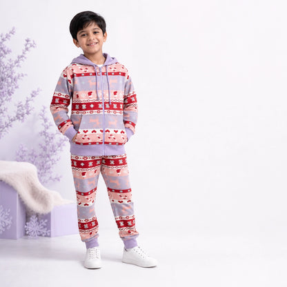 Hoodie And Sweatpants Set (Lavender-Christmas-6/7)