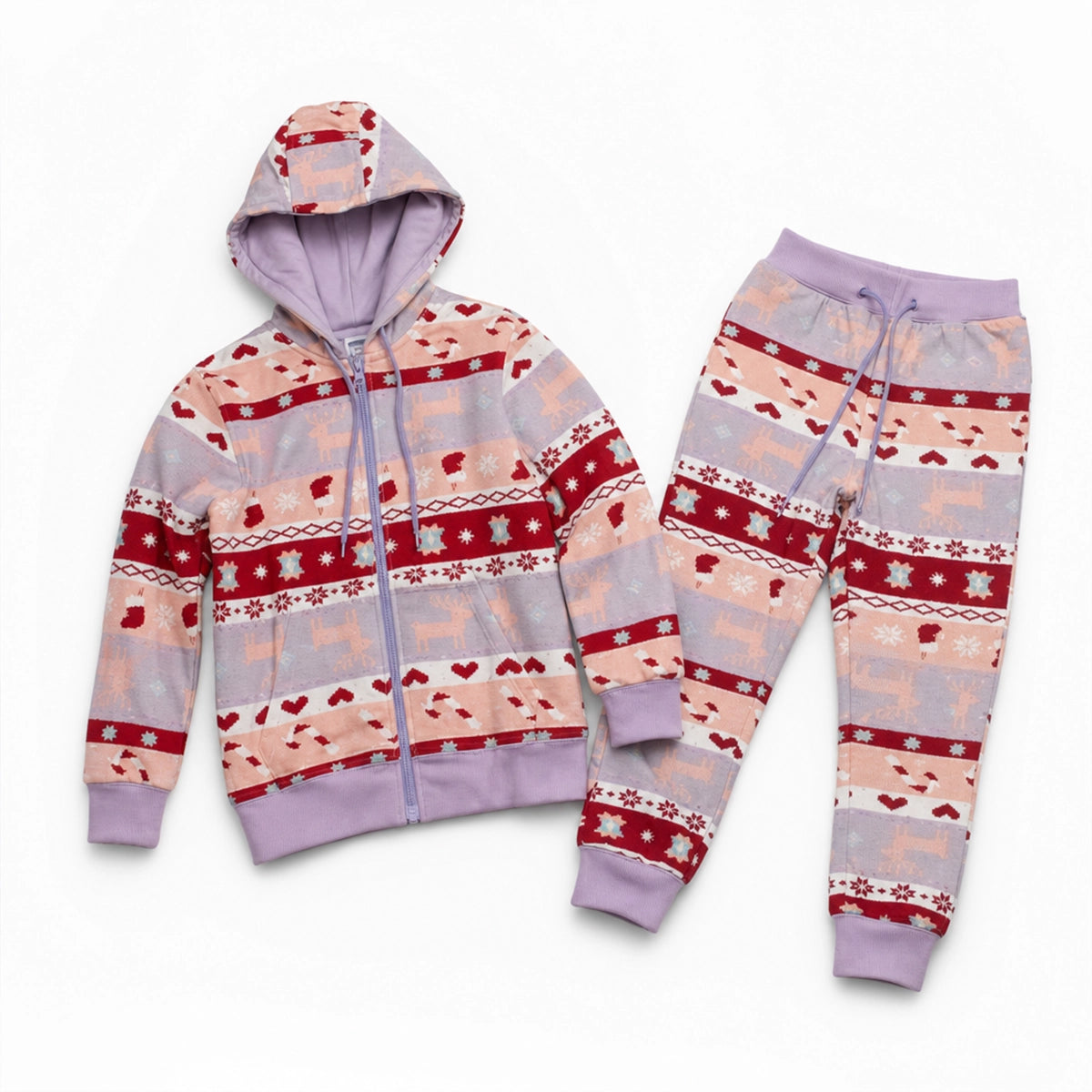 Hoodie And Sweatpants Set (Lavender-Christmas-6/7)