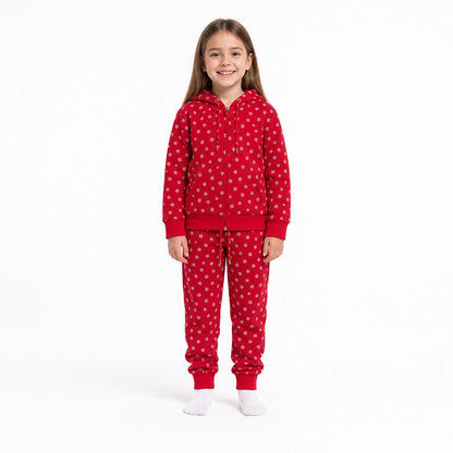 Hoodie And Sweatpants Set (Red-Snowflakes-6/7)