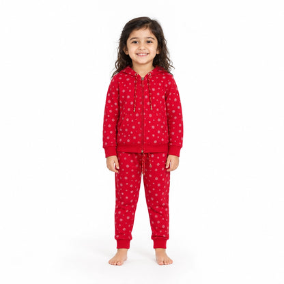 Hoodie And Sweatpants Set (Red-Snowflakes-4/5)
