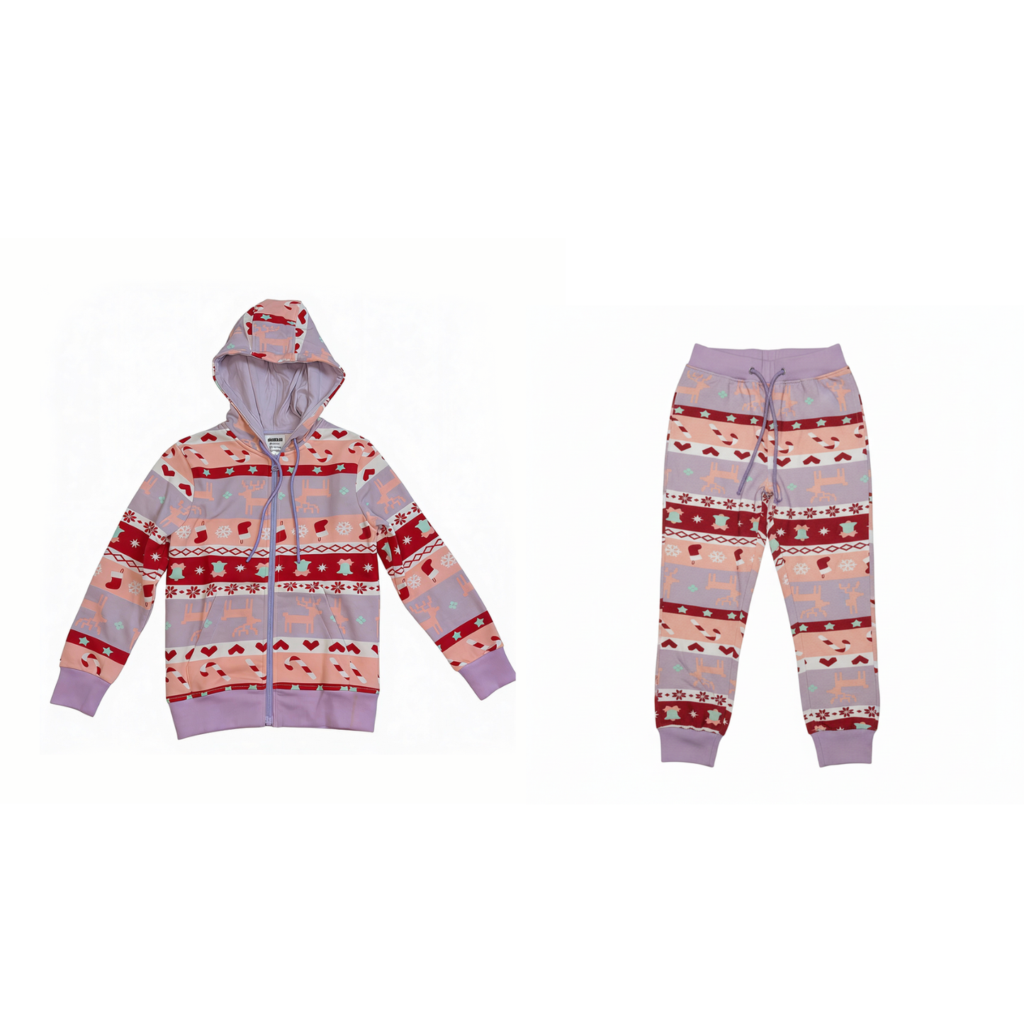 Hoodie & Pyjama Set (Lavender-Christmas-6/7)