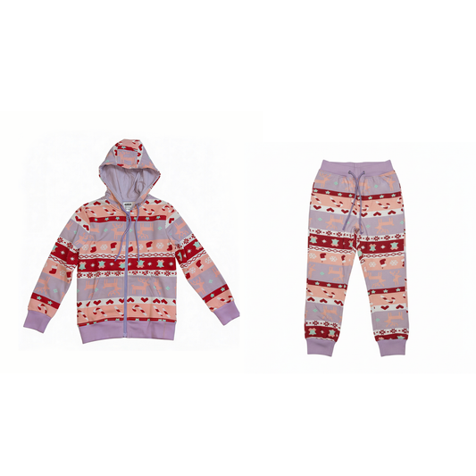 Hoodie & Pyjama Set (Lavender-Christmas-6/7)