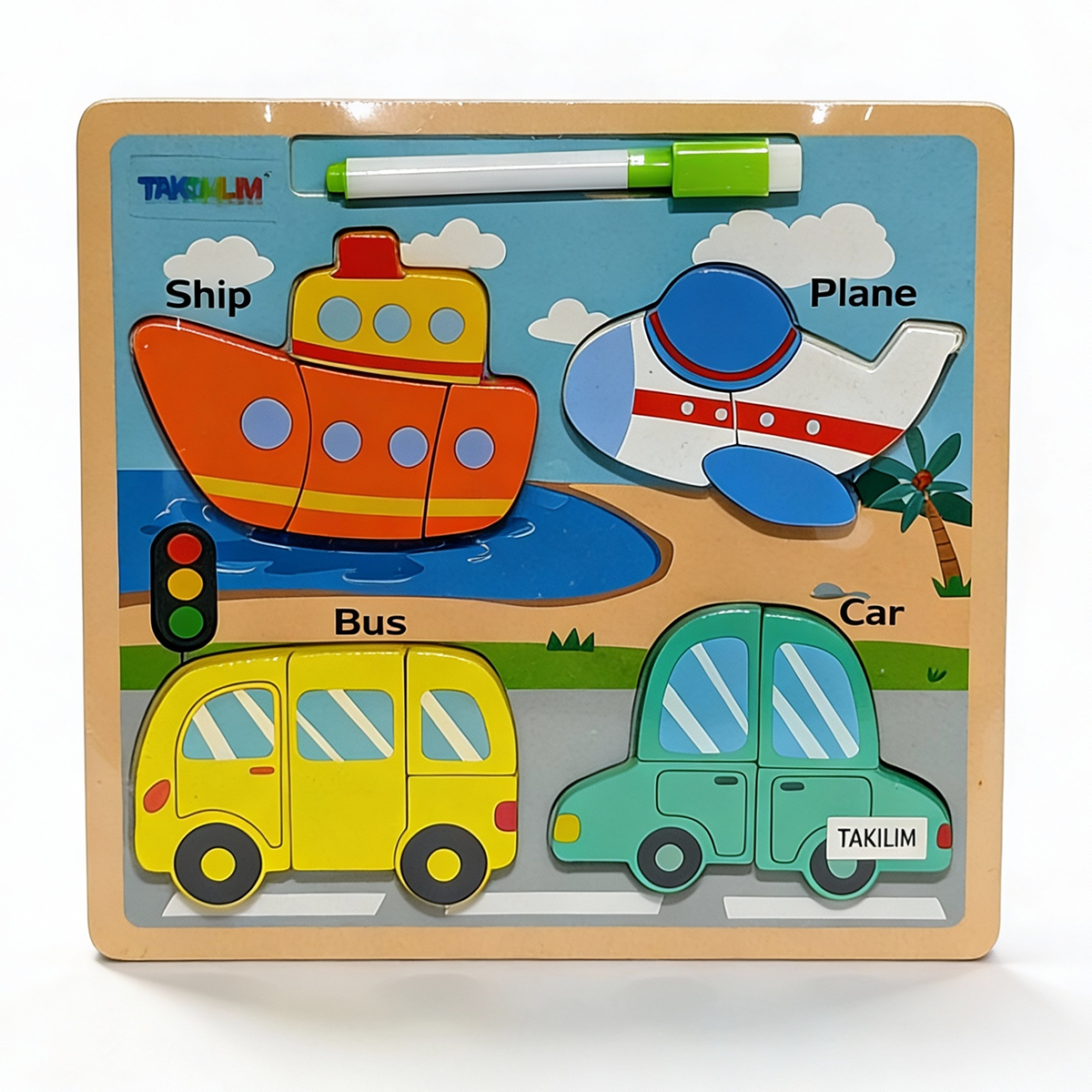 Wooden White Board 4 Shape Puzzle-400